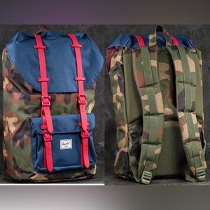 COPY - HERSCHEL SUPPLY CO. LITTLE AMERICA BACKPACK Woodland Camo/Navy/Red Rubber